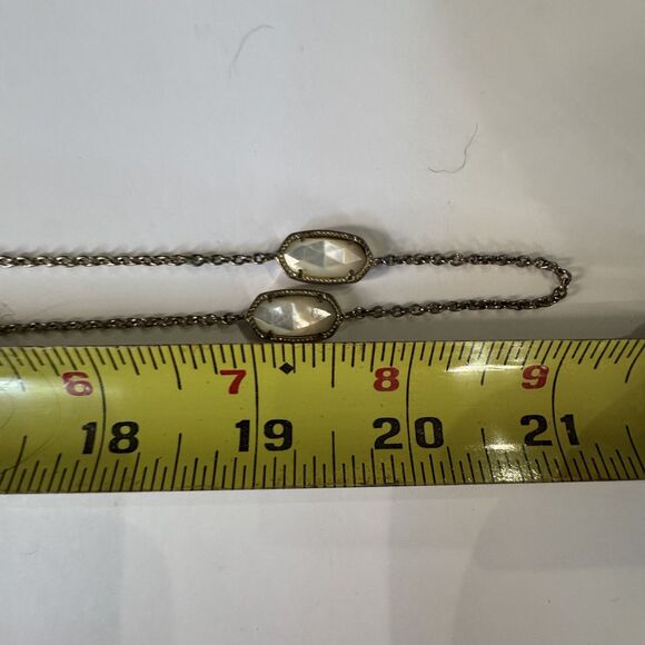 Kendra Scott Kellie long station necklace Ivory mother of pearl Gold tone 38” - Picture 9 of 10